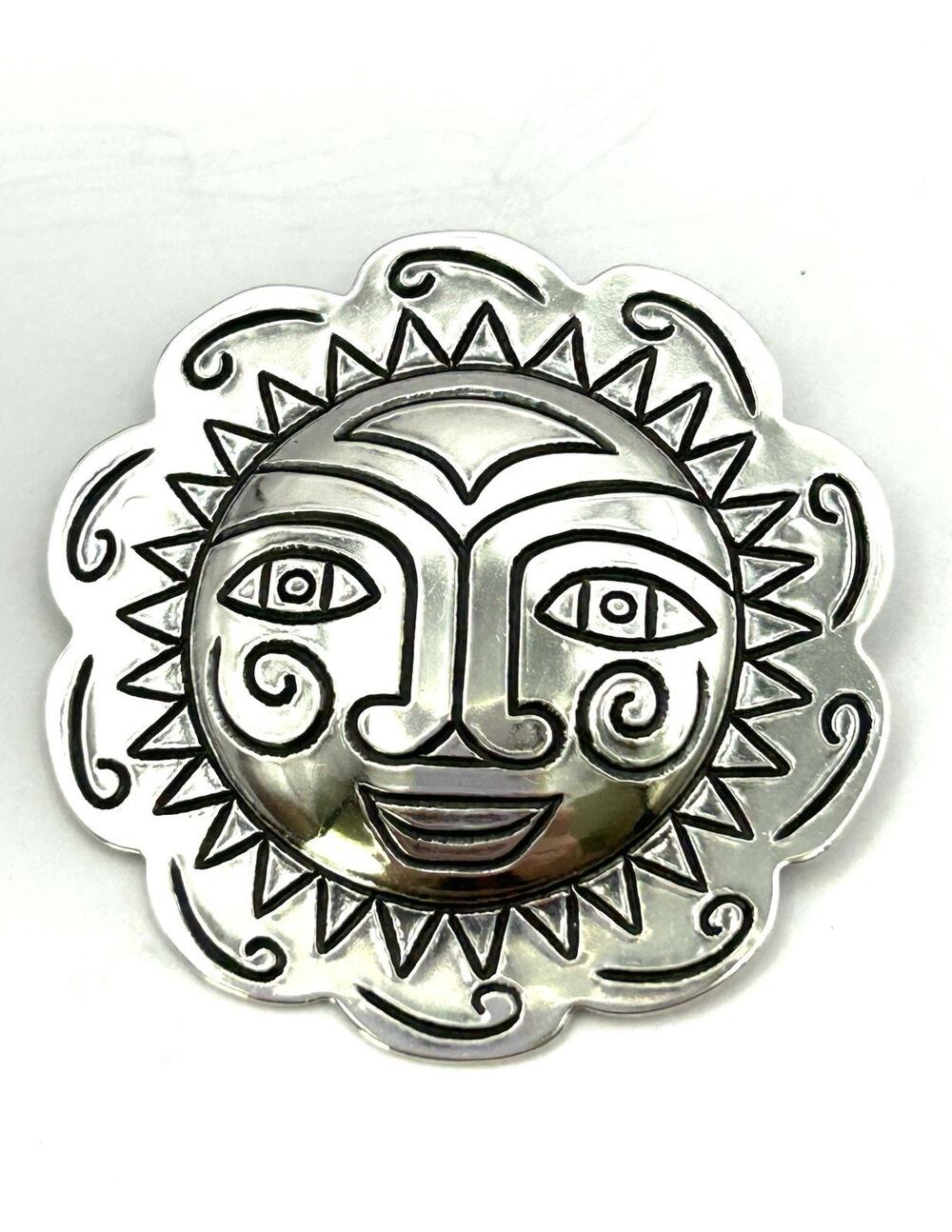 RARE James Avery Retired 925 Sterling Silver Sun Shine Large 3D Brooch Pin HTF